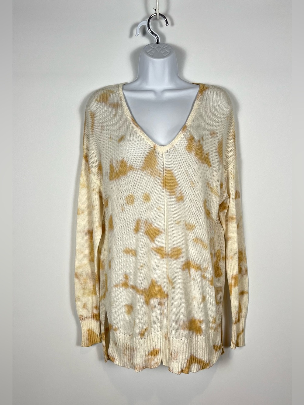 Elan Latte Tie-Dye Cotton Knit Lightweight Sweater Size O/S NWT